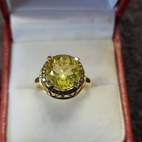 14k Lemon Quartz and chocolate diamond ring - Picture 3 of 5